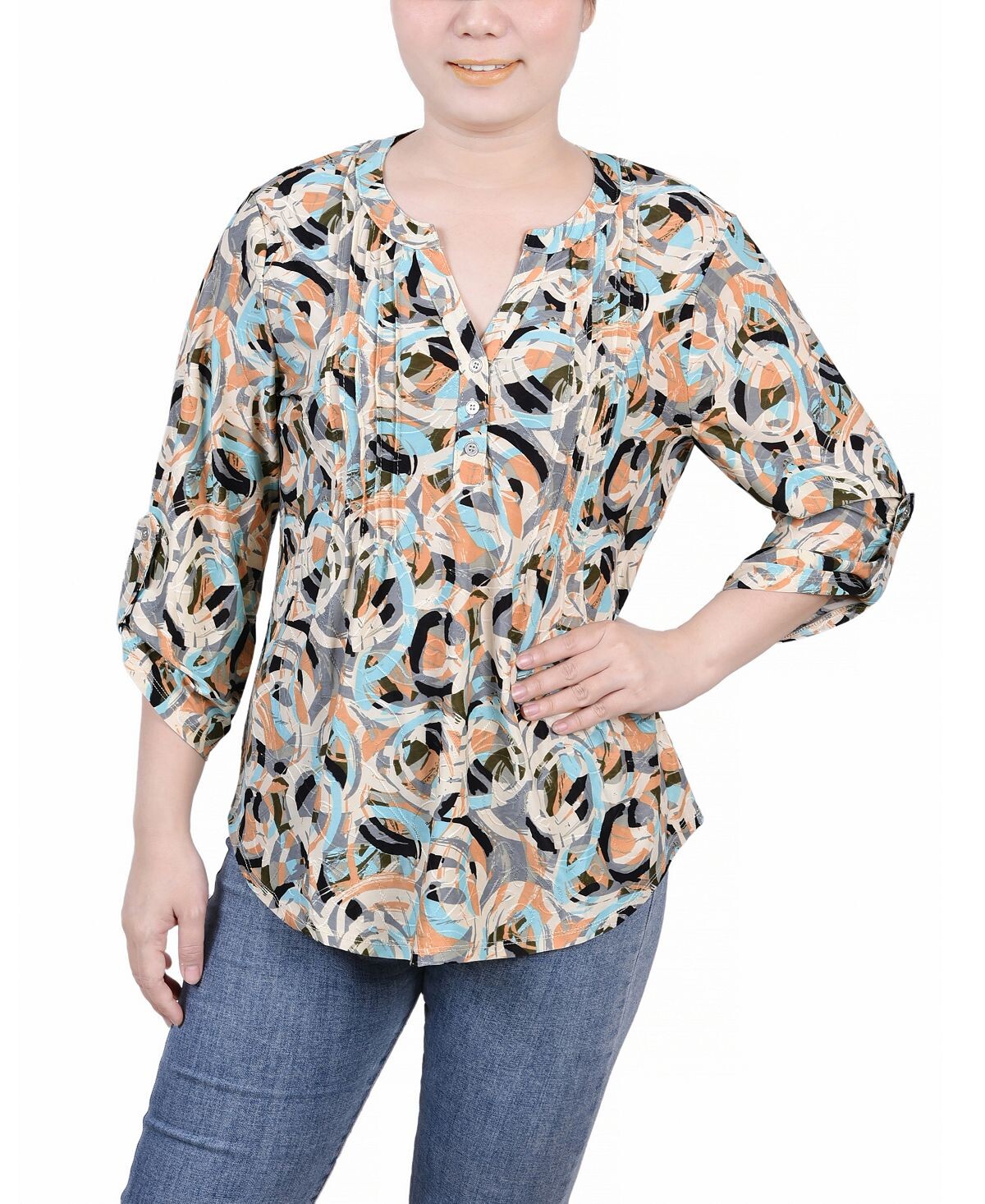 Пуловер petite 3/4 roll tap NY Collection, мульти
Пуловер petite 3/4 roll tap NY Collection, мульти