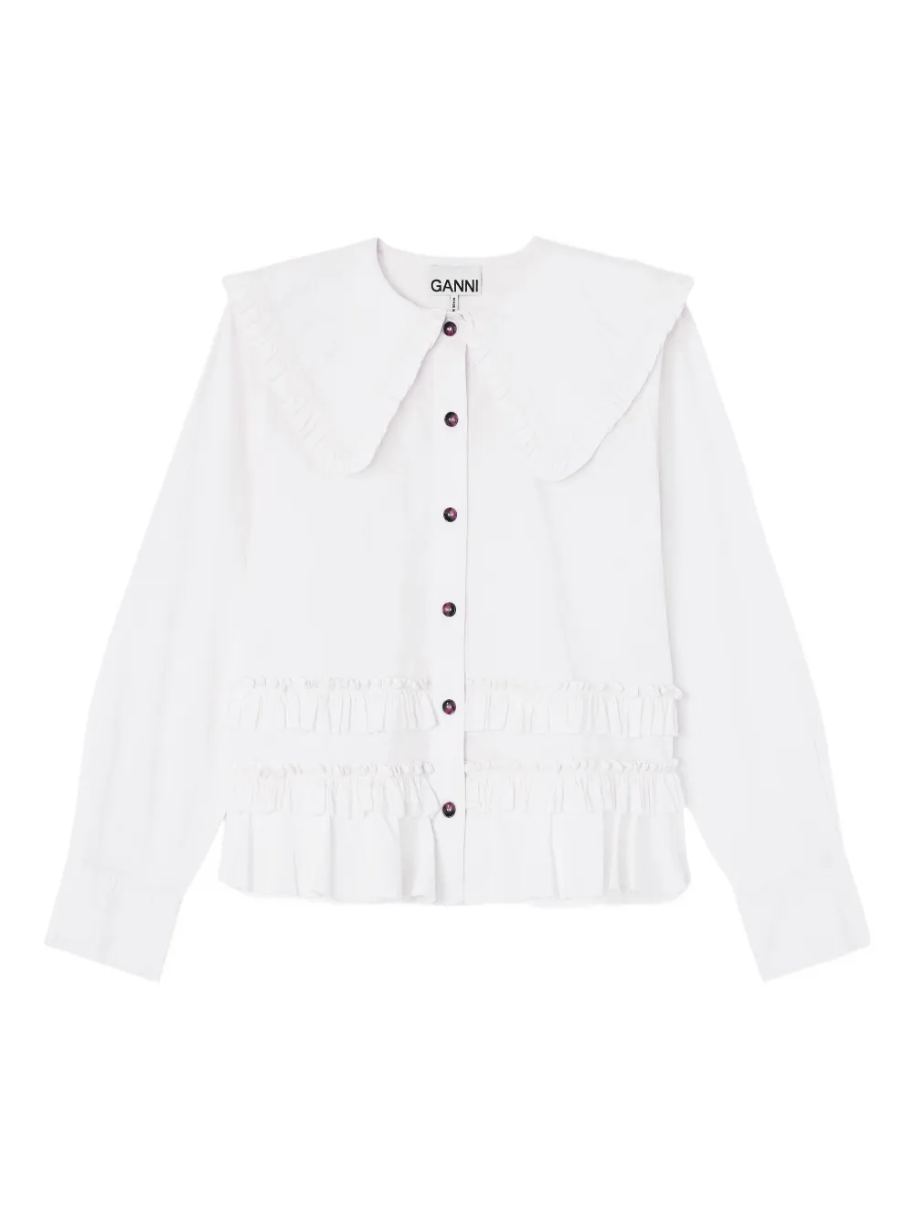 Топ с оборками Ganni, белый
Топ с оборками Ganni, белый
