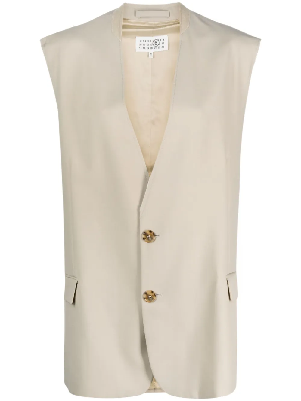 Однобортный жилет MM6 Maison Margiela, нейтральный
Однобортный жилет MM6 Maison Margiela, нейтральный