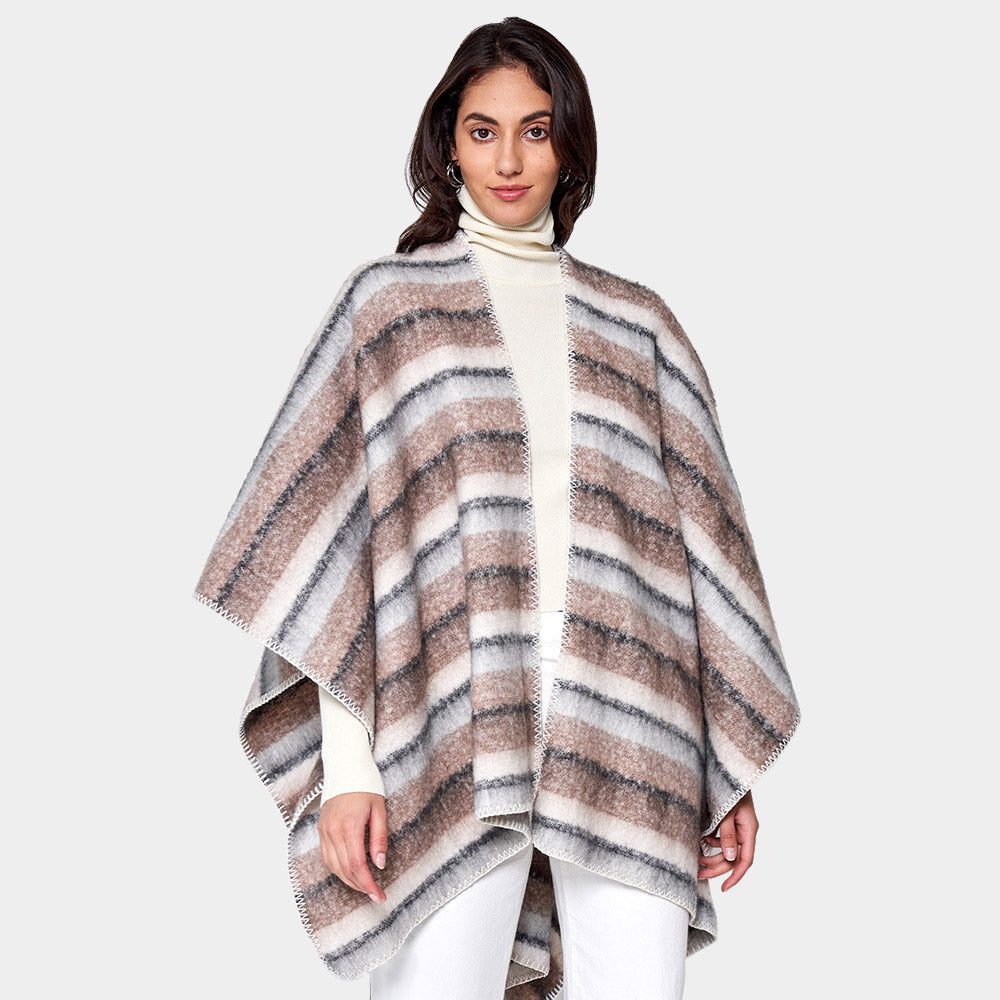 Уютный полосатый трехцветный пончо руана TRUEDAMES, коричневый
Уютный полосатый трехцветный пончо руана TRUEDAMES, коричневый