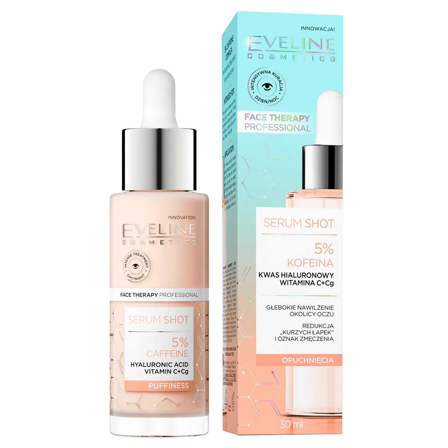 Eveline Cosmetics Shot сыворотка для лица с 5% кофеином, 30 мл 
Eveline Cosmetics Shot сыворотка для лица с 5% кофеином, 30 мл