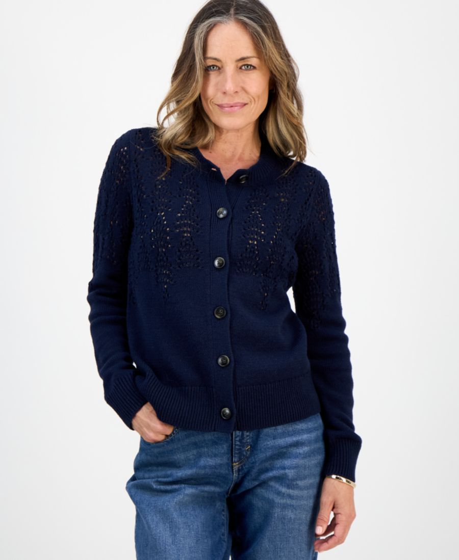 Небольшой кардиган с круглым вырезом и ажурной вязкой, эксклюзивно представленный в Macy's Style & Co, Industrial Blue
Небольшой кардиган с круглым вырезом и ажурной вязкой, эксклюзивно представленный в Macy's Style & Co, Industrial Blue