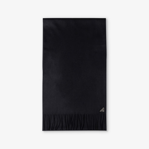 Шарф из смеси шелка и кашемира с бахромой и логотипом Prada, черный
Шарф из смеси шелка и кашемира с бахромой и логотипом Prada, черный
