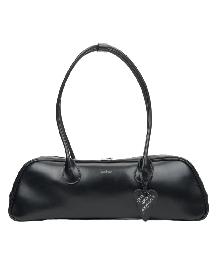 Черная кожаная сумка с длинными ручками Estro, черный
Черная кожаная сумка с длинными ручками Estro, черный