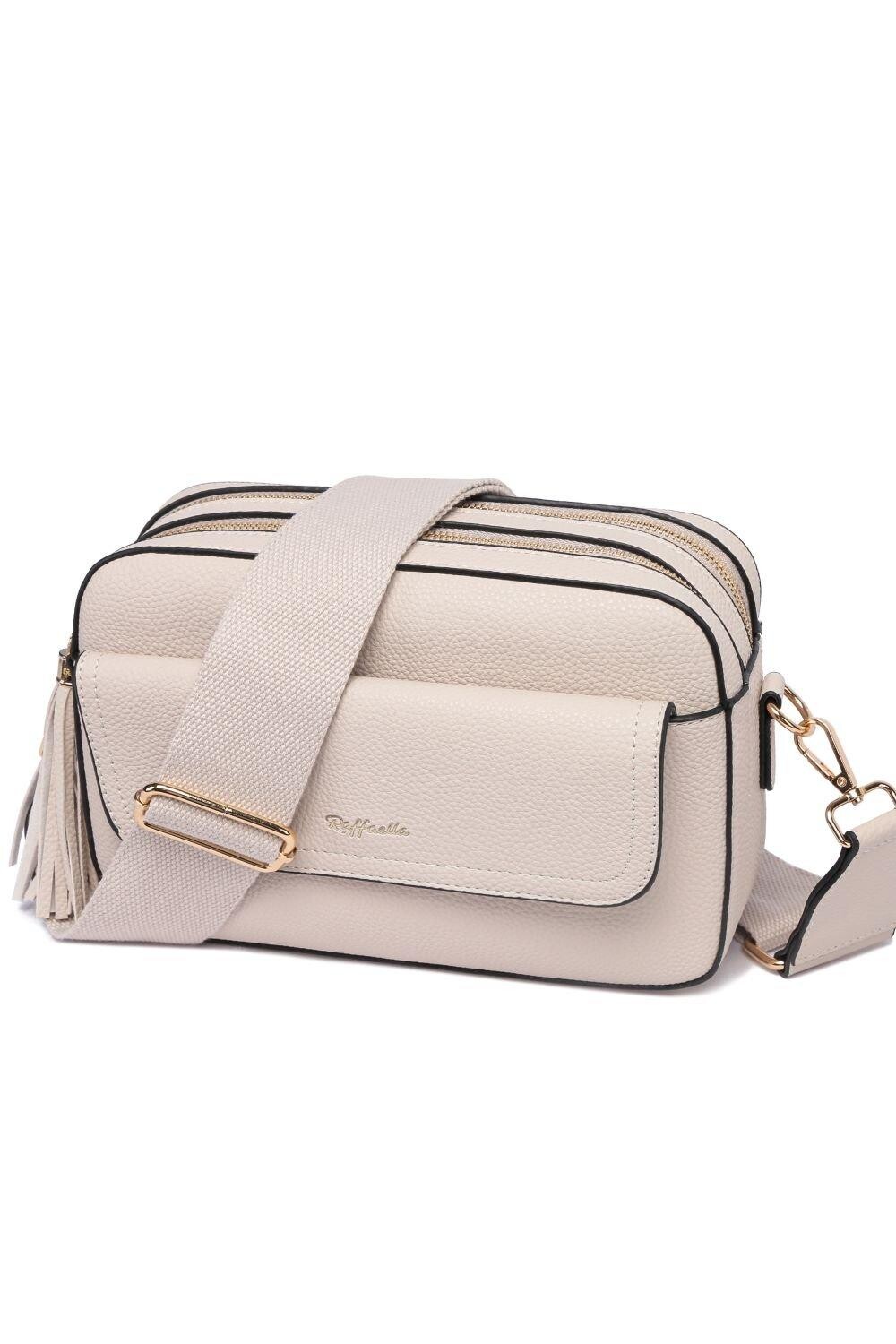 Сумка через плечо с кисточками и передним карманом Raffaella, бежевый 
Сумка через плечо с кисточками и передним карманом Raffaella, бежевый