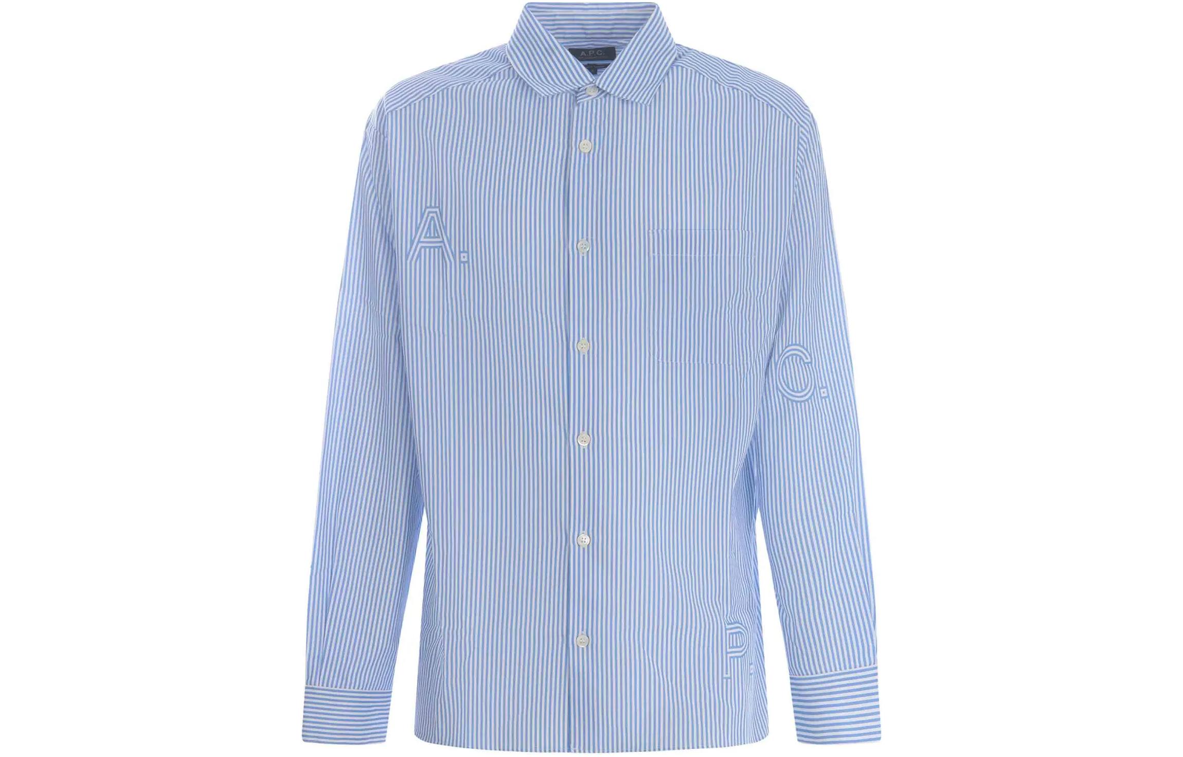 Полосатая футболка с фигурным подолом A.P.C, синяя
Полосатая футболка с фигурным подолом A.P.C, синяя