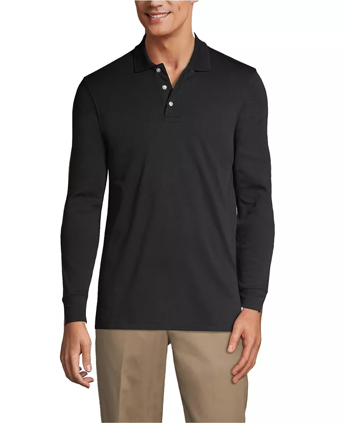 Мужская поло с длинным рукавом из интерлока Lands' End, черный
Мужская поло с длинным рукавом из интерлока Lands' End, черный