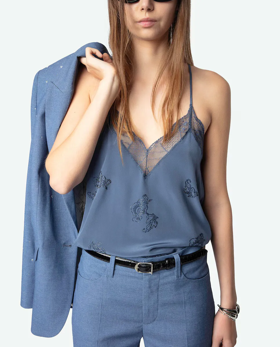 Топ женского нижнего белья Christy 100% шелк со стразами Zadig & Voltaire, синий
Топ женского нижнего белья Christy 100% шелк со стразами Zadig & Voltaire, синий