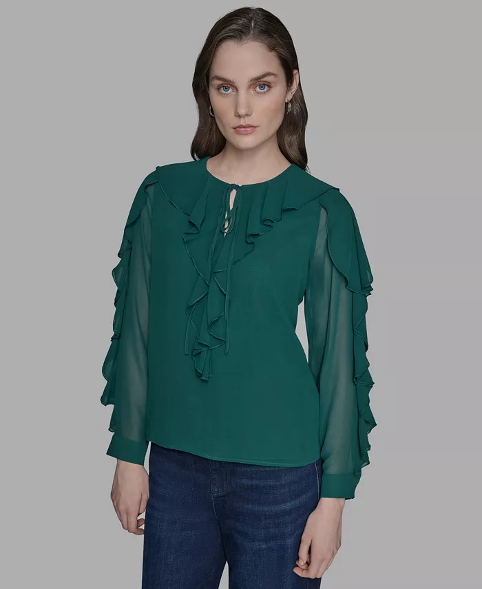 Женский топ с вырезом-замочной скважиной и оборками KARL LAGERFELD PARIS, зеленый
Женский топ с вырезом-замочной скважиной и оборками KARL LAGERFELD PARIS, зеленый