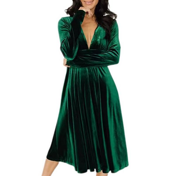 Женское бархатное платье с длинным рукавом и v-образным вырезом для вечеринки или свадьбы Yesfashion, Dark Green
Женское бархатное платье с длинным рукавом и v-образным вырезом для вечеринки или свадьбы Yesfashion, Dark Green
