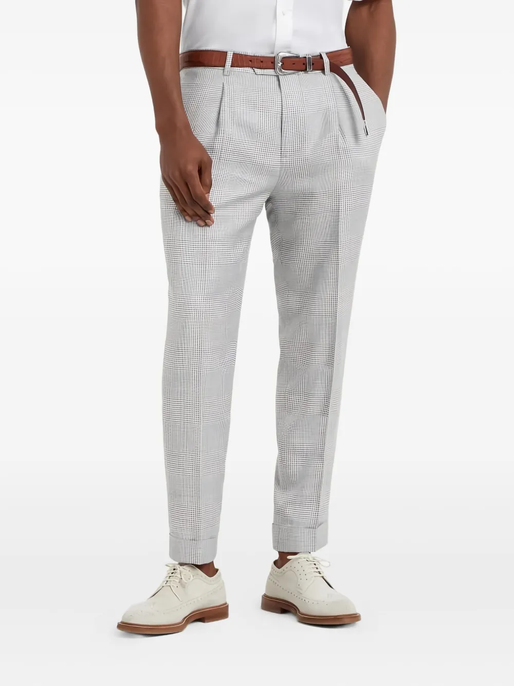 Клетчатые брюки со складками Brunello Cucinelli, серый
Клетчатые брюки со складками Brunello Cucinelli, серый