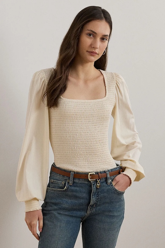 Хлопковая блузка Lauren Ralph Lauren, бежевый
Хлопковая блузка Lauren Ralph Lauren, бежевый