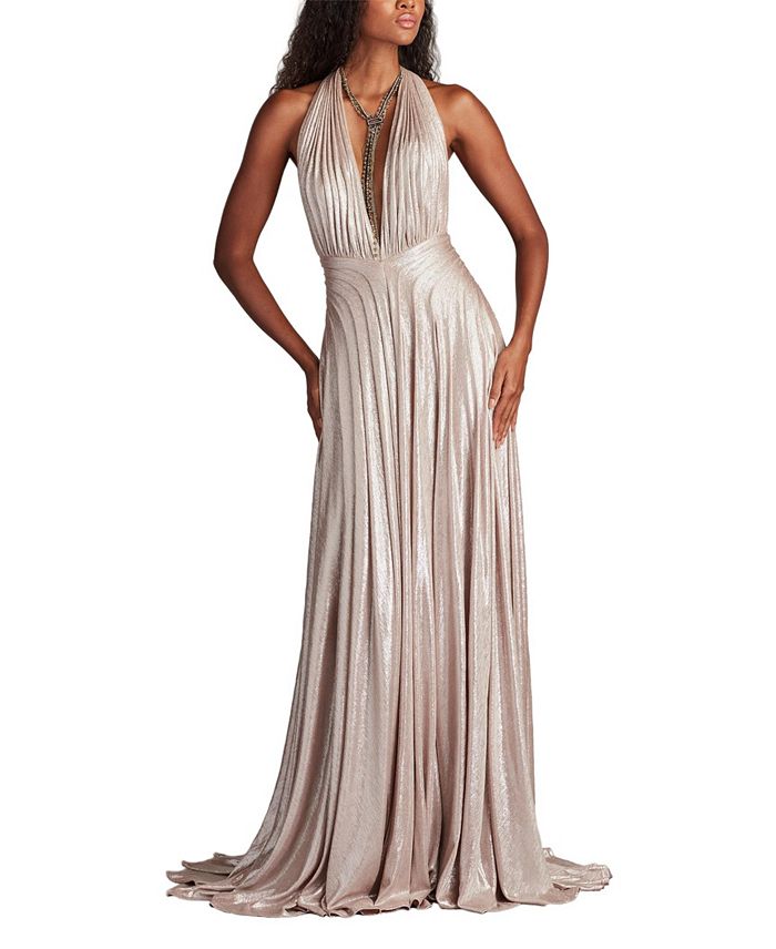 Zarelle Плиссированное металлизированное платье-халтер Tadashi Shoji, серый
Zarelle Плиссированное металлизированное платье-халтер Tadashi Shoji, серый