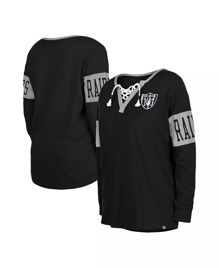 Женская черная футболка с длинным рукавом и вырезом на шнуровке Las Vegas Raiders New Era, черный
Женская черная футболка с длинным рукавом и вырезом на шнуровке Las Vegas Raiders New Era, черный