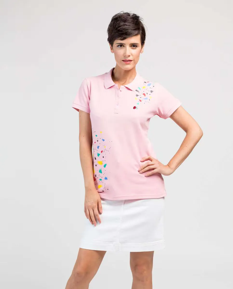 Женская рубашка-поло из пике с ярким принтом De la Roca, розовый
Женская рубашка-поло из пике с ярким принтом De la Roca, розовый