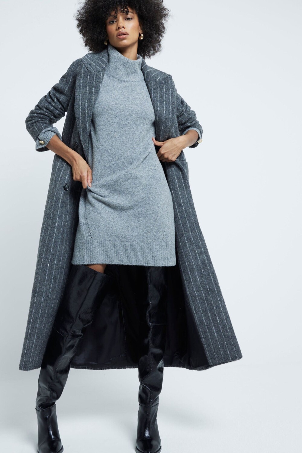 Трикотажное платье джемпер с высоким воротом River Island, серый
Трикотажное платье джемпер с высоким воротом River Island, серый