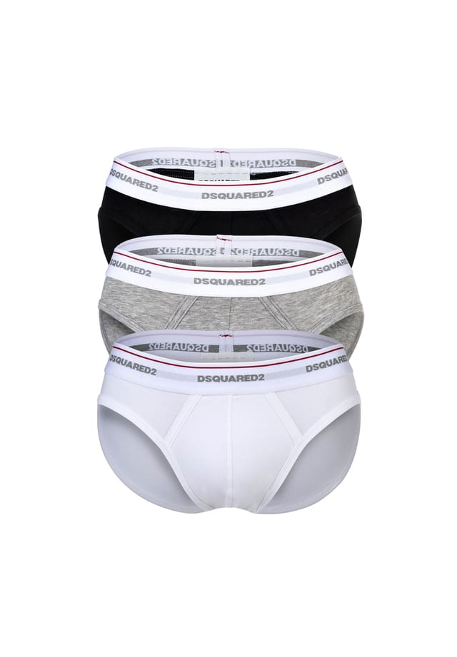 Трусы в упаковке 3 шт. - 3 пары трусов из эластичного хлопка с логотипом и надписью на поясе Dsquared2, мультиколор
Трусы в упаковке 3 шт. - 3 пары трусов из эластичного хлопка с логотипом и надписью на поясе Dsquared2, мультиколор