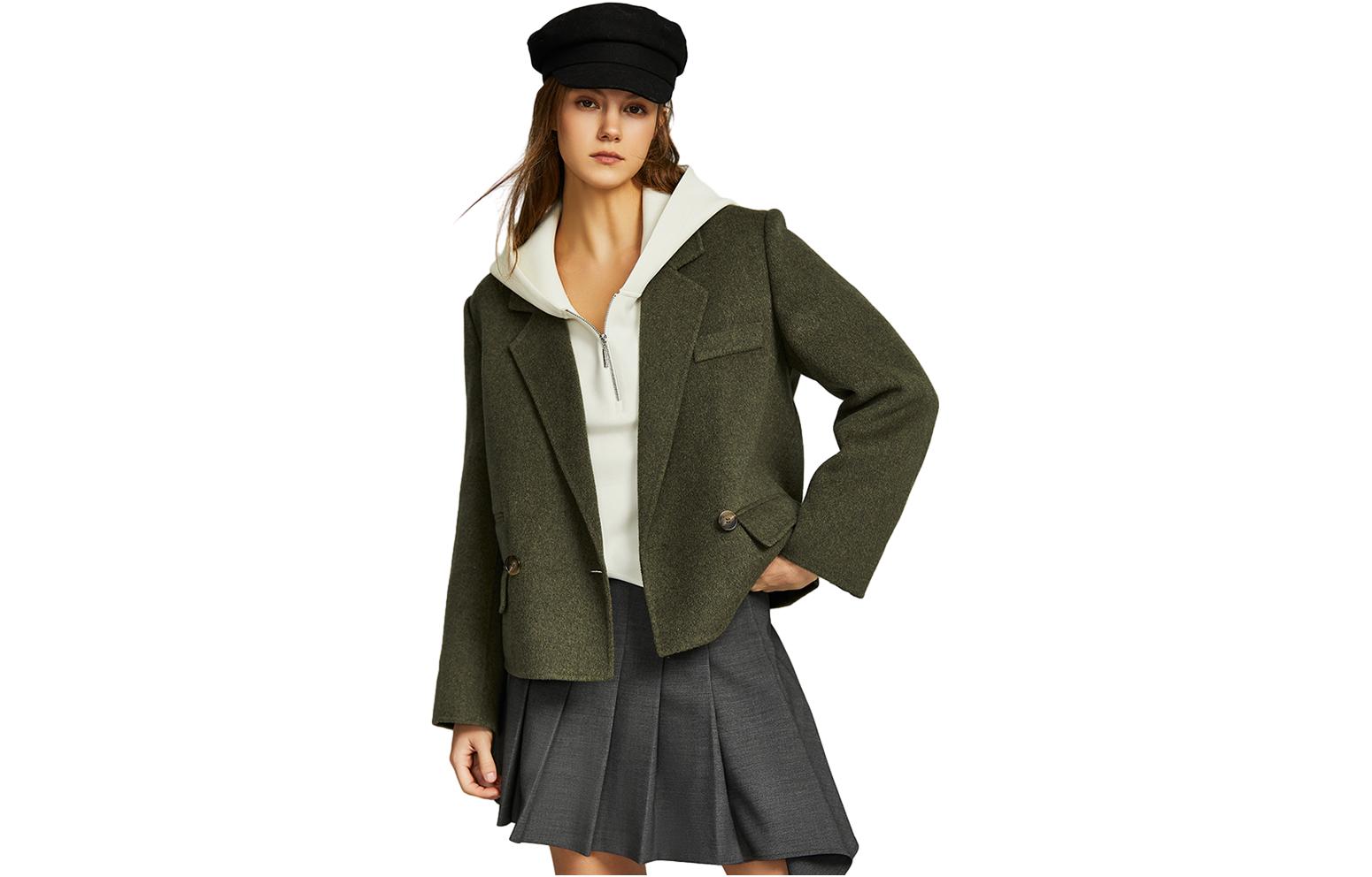 ELLE Пальто женское Green Suit Collar Moderate Straight Fit
ELLE Пальто женское Green Suit Collar Moderate Straight Fit