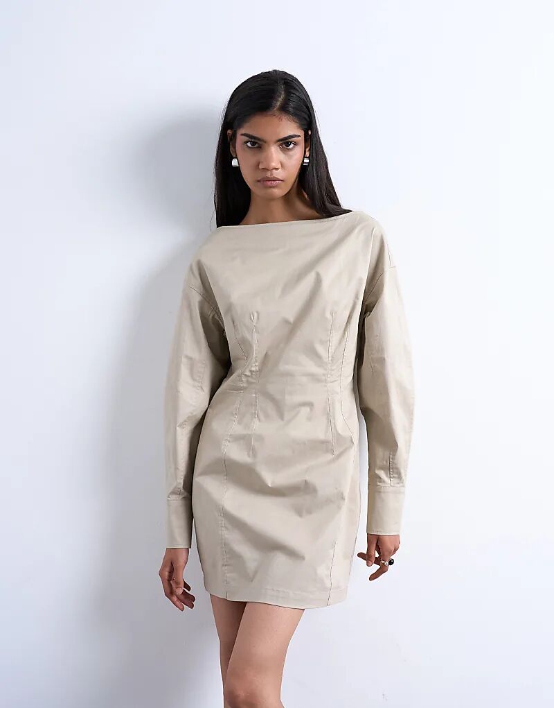 Мини-платье Topshop с овальными рукавами и вырезом-лодочкой в цвете тауп
Мини-платье Topshop с овальными рукавами и вырезом-лодочкой в цвете тауп