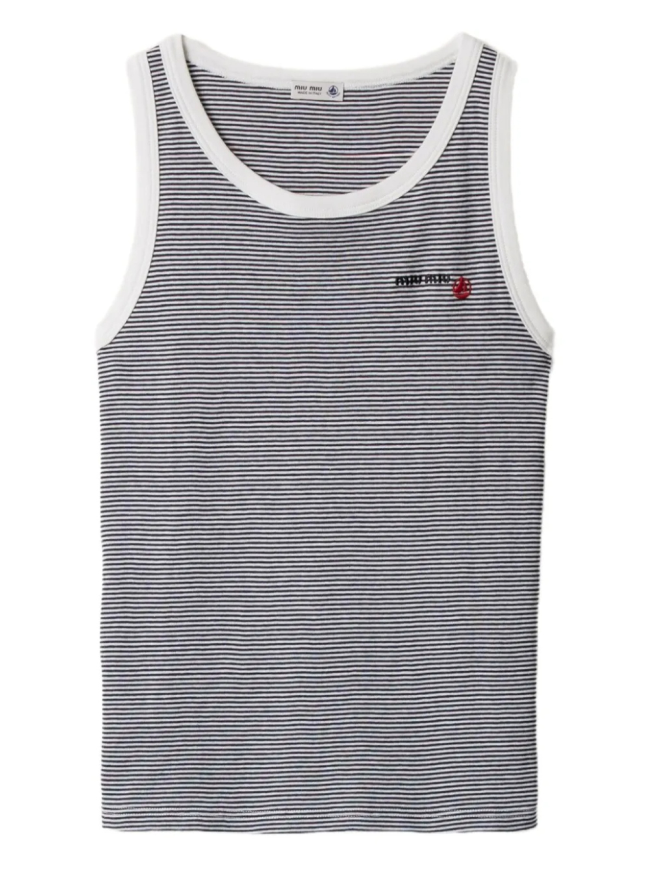 Miu Miu топ в рубчик из коллаборации с Petit Bateau, белый 
Miu Miu топ в рубчик из коллаборации с Petit Bateau, белый
