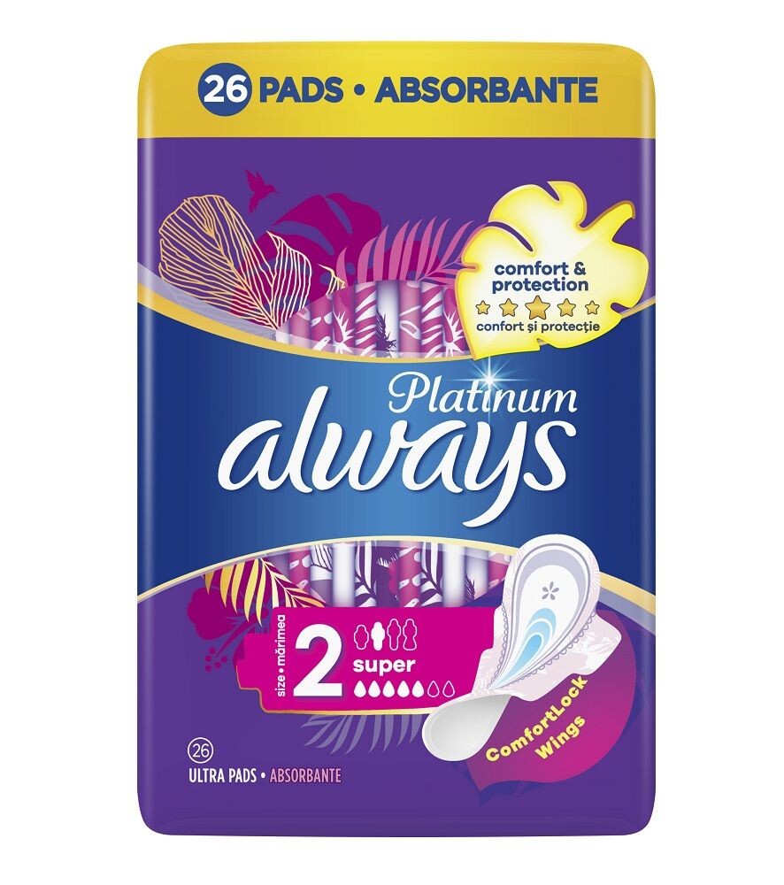 Always Ultra Platinum QP Super гигиенические салфетки, 26 шт.
Always Ultra Platinum QP Super гигиенические салфетки, 26 шт.