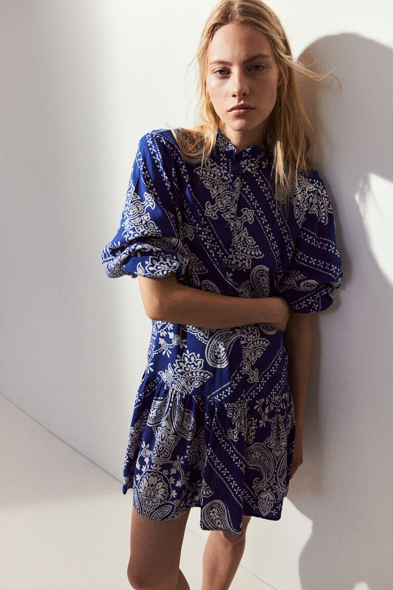 Платье с воланным воротником H&M, синий
Платье с воланным воротником H&M, синий