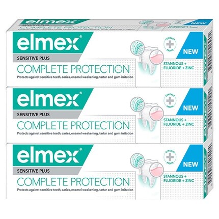 Elmex Зубная паста Sensodyne Complete Protection, тройная упаковка 3 X 75 мл
Elmex Зубная паста Sensodyne Complete Protection, тройная упаковка 3 X 75 мл