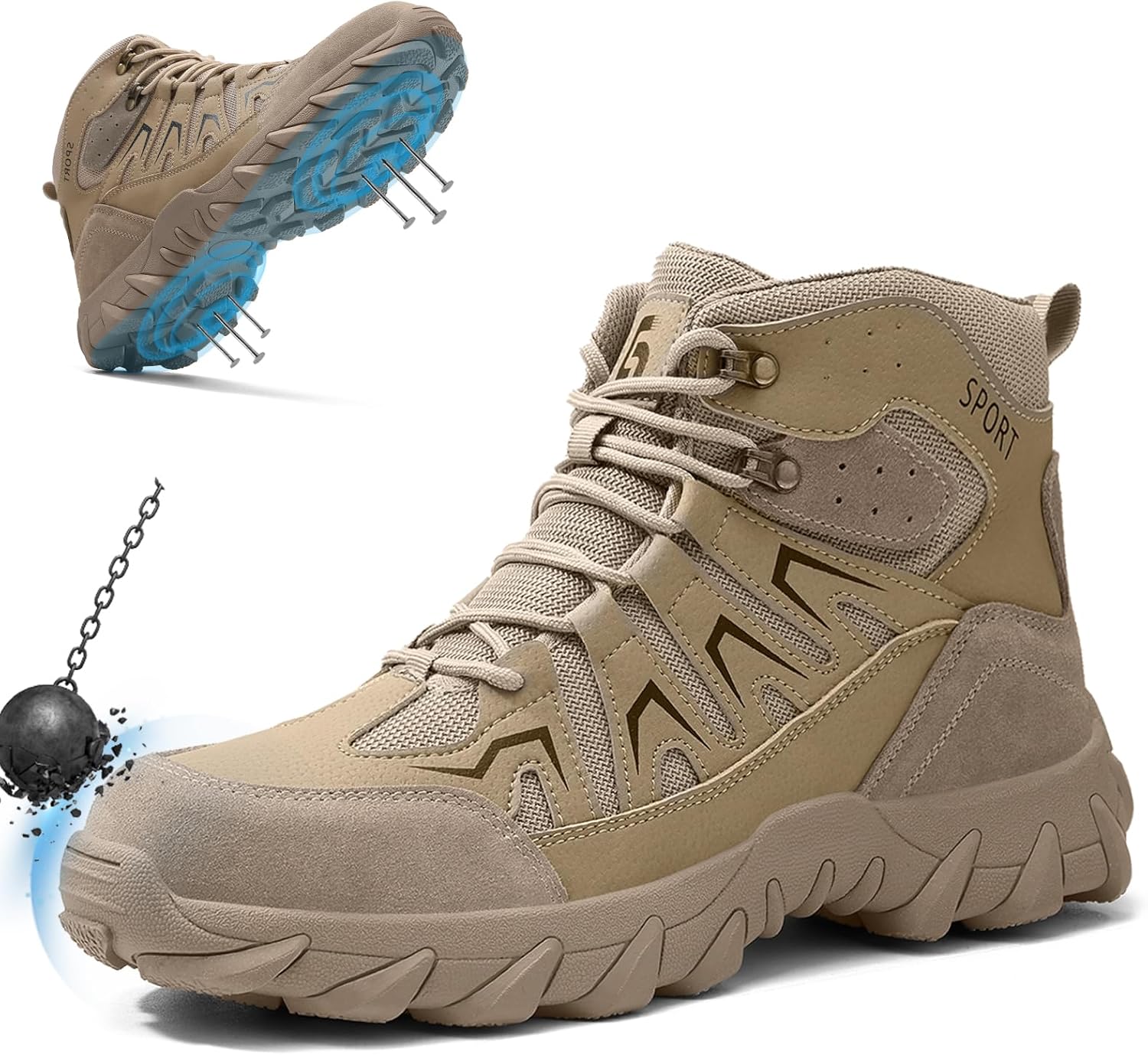 Стальные ботинки BAIYIJIA с защитным носком для мужчин, легкие противоскользящие ботинки, устойчивые к проколам, для промышленного строительства, коричневый
Стальные ботинки BAIYIJIA с защитным носком для мужчин, легкие противоскользящие ботинки, устойчивые к проколам, для промышленного строительства, коричневый