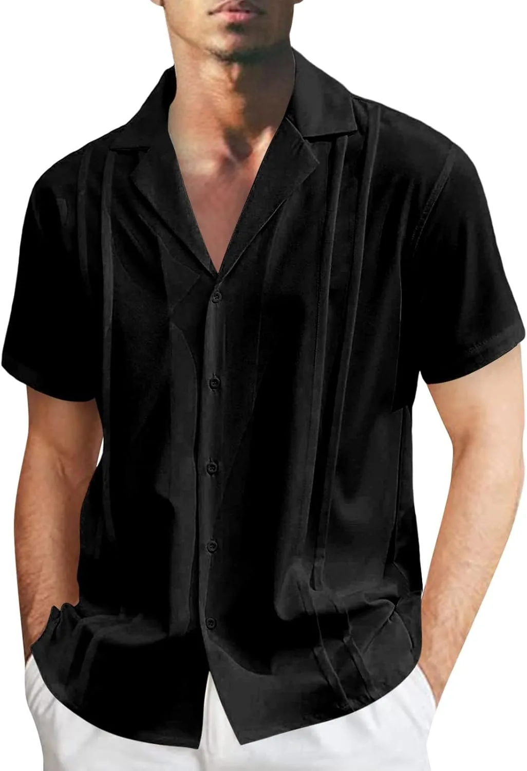 Мужская хлопковая льняная рубашка с коротким рукавом
Мужская хлопковая льняная рубашка с коротким рукавом