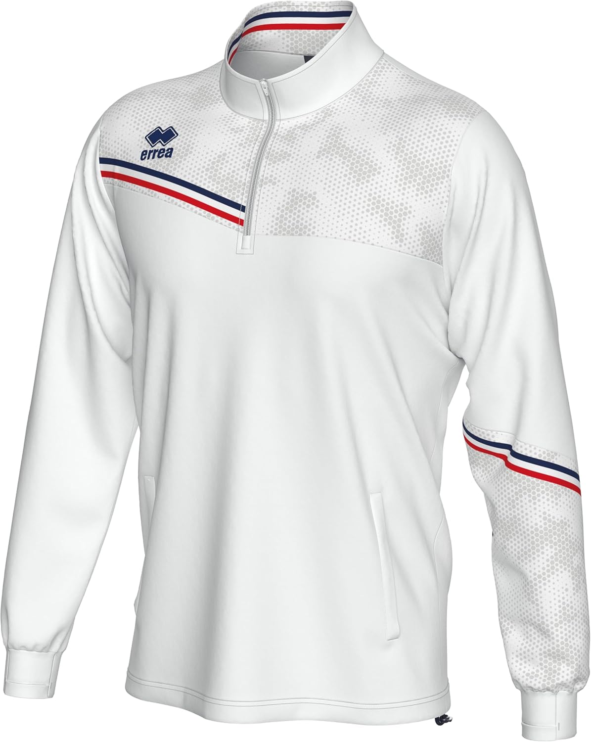 Мужская толстовка ERREA ELIAS с застежкой-молнией до середины груди, боковыми карманами и вельветовыми штанинами. Оригинальная, белый/темно-синий/красный
Мужская толстовка ERREA ELIAS с застежкой-молнией до середины груди, боковыми карманами и вельветовыми штанинами. Оригинальная, белый/темно-синий/красный