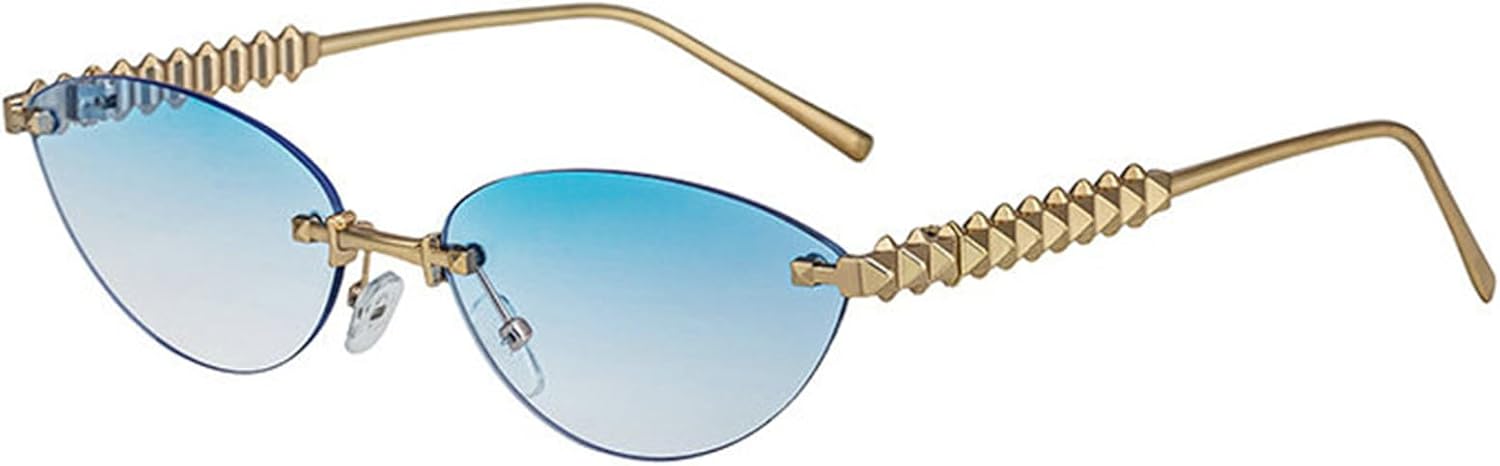 willochra Модные безободковые металлические солнцезащитные очки «кошачий глаз» в винтажном стиле, маленькие овальные, для активного отдыха, с защитой от УФ-излучения UV400, для женщин и мужчин, Gold Blue
willochra Модные безободковые металлические солнцезащитные очки «кошачий глаз» в винтажном стиле, маленькие овальные, для активного отдыха, с защитой от УФ-излучения UV400, для женщин и мужчин, Gold Blue
