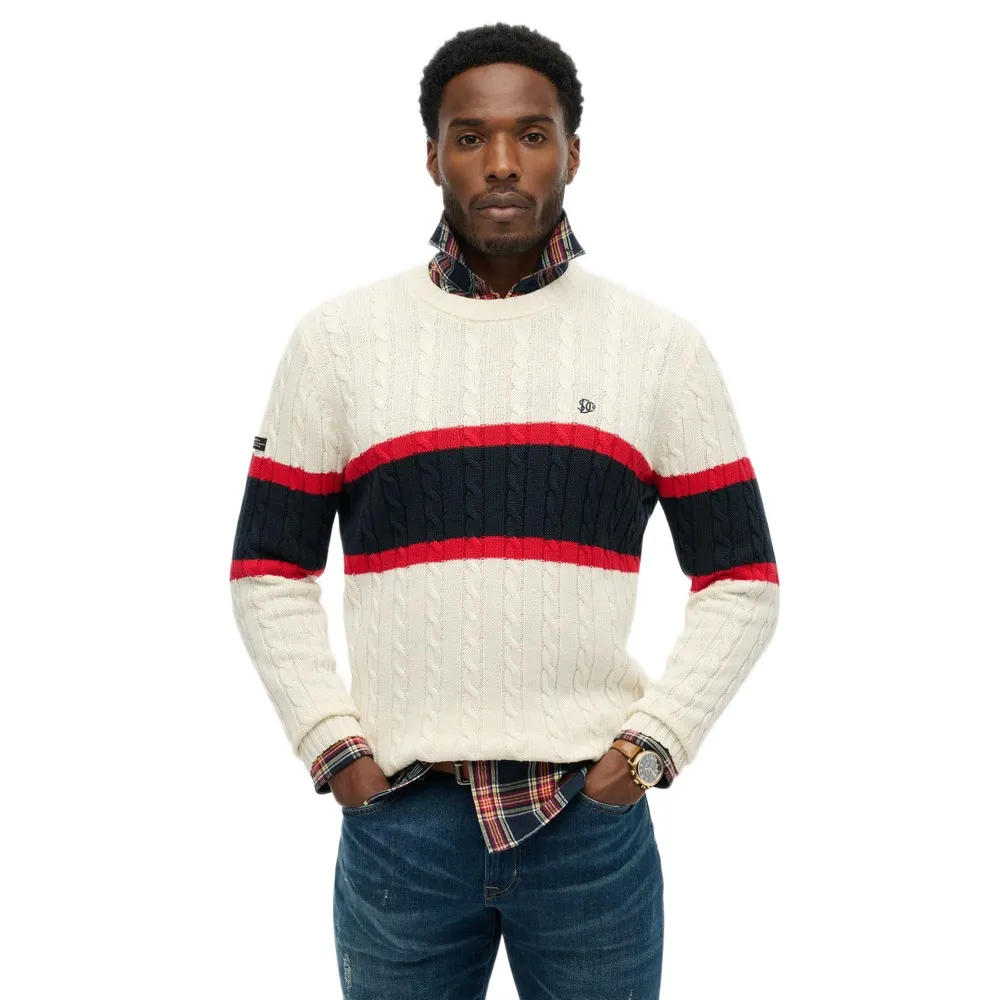 Свитер Superdry в полоску с косами, бежевый
Свитер Superdry в полоску с косами, бежевый