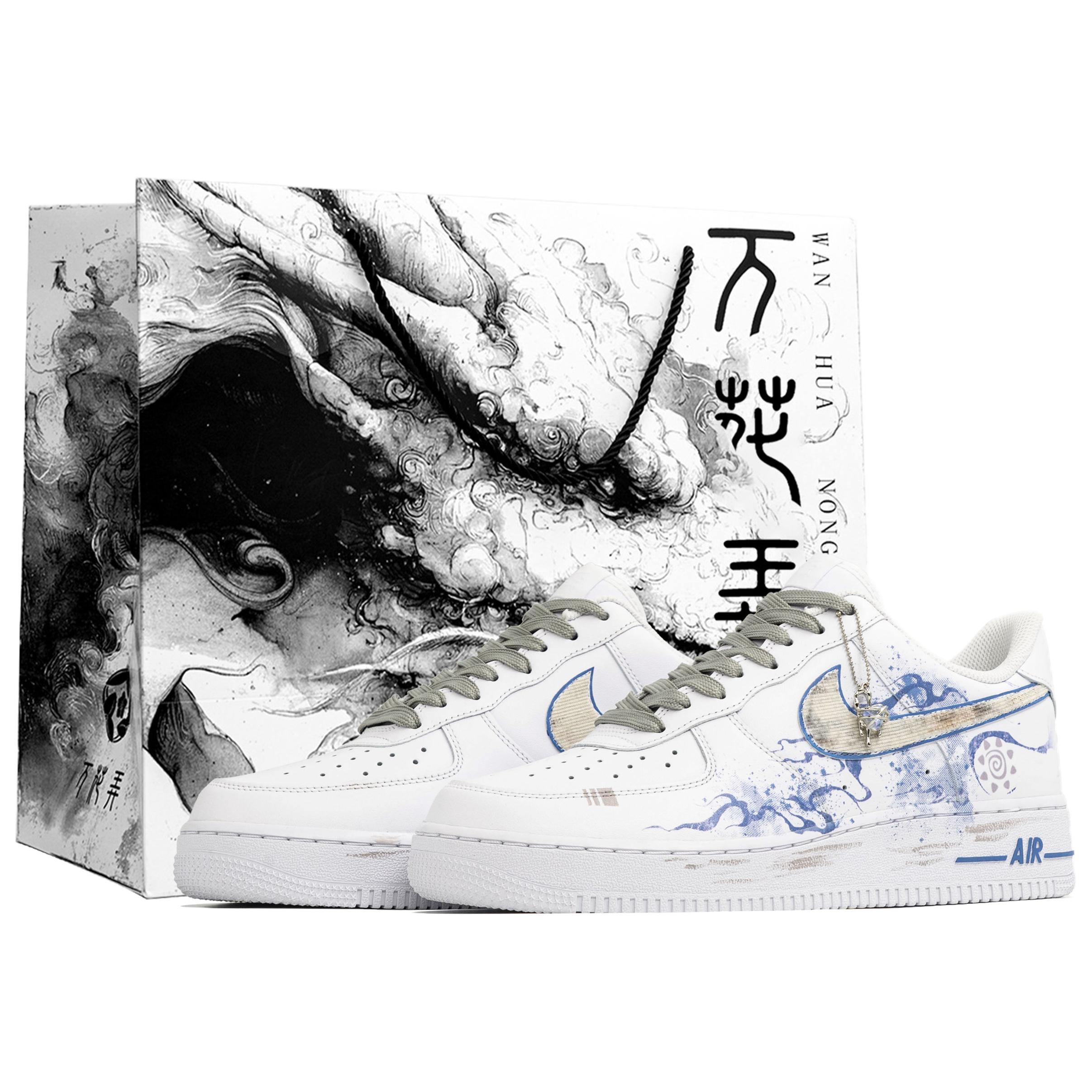 Кроссовки мужские Air Force 1 Myriad Flowers, Solitary Sail On The Vast Sea Abrasion Resistant низкие для скейтбординга Nike, белый/синий/серый
Кроссовки мужские Air Force 1 Myriad Flowers, Solitary Sail On The Vast Sea Abrasion Resistant низкие для скейтбординга Nike, белый/синий/серый