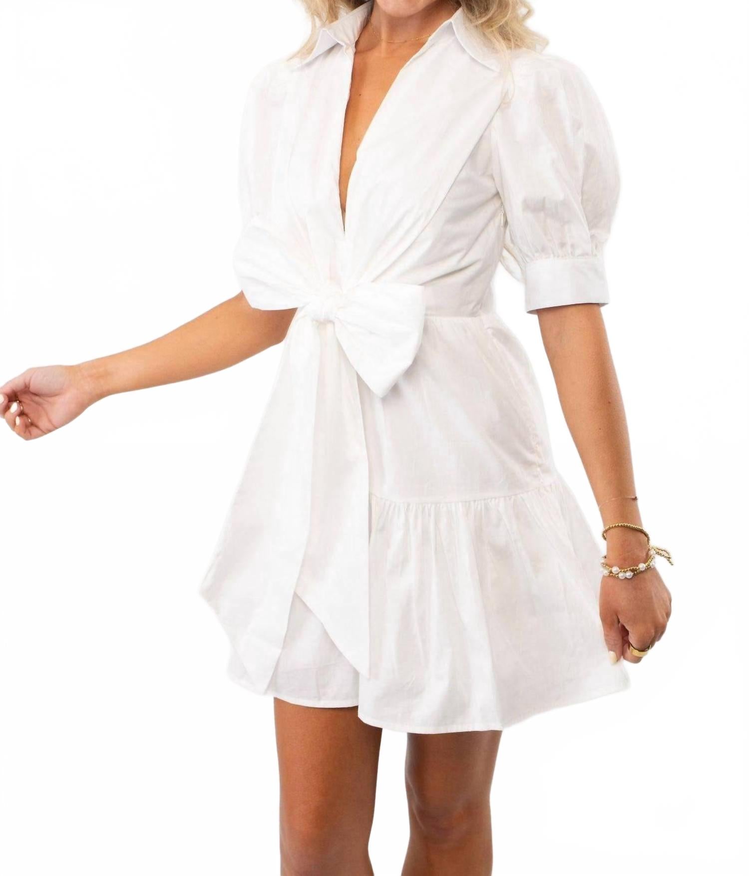 Женское платье мини из поплина с бантом в стиле Лолита белое Sincerely Ours
Женское платье мини из поплина с бантом в стиле Лолита белое Sincerely Ours