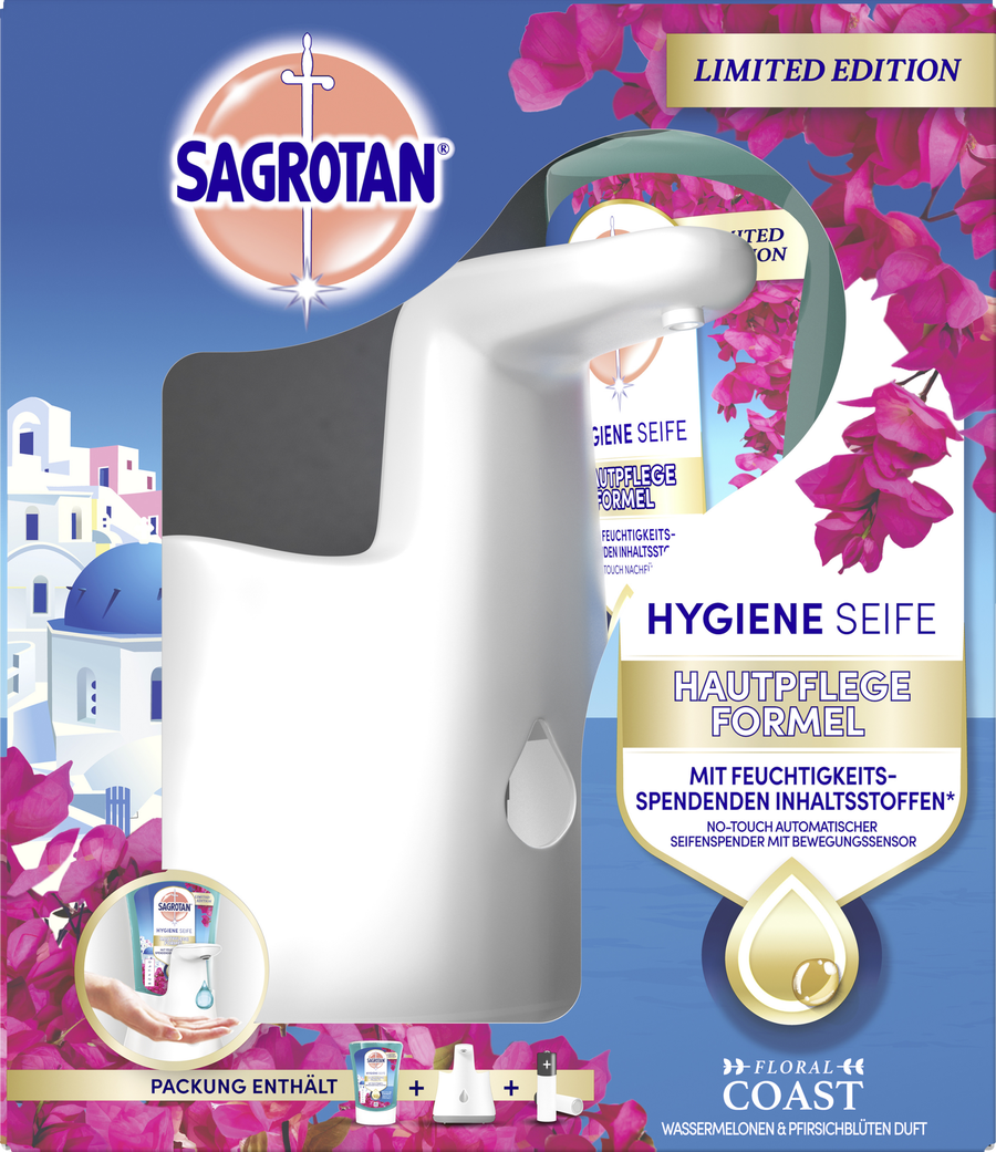 Жидкое мыло Sagrotan No-Touch Automatischer Seifenspender Starter-Set Sweet Summer
Жидкое мыло Sagrotan No-Touch Automatischer Seifenspender Starter-Set Sweet Summer