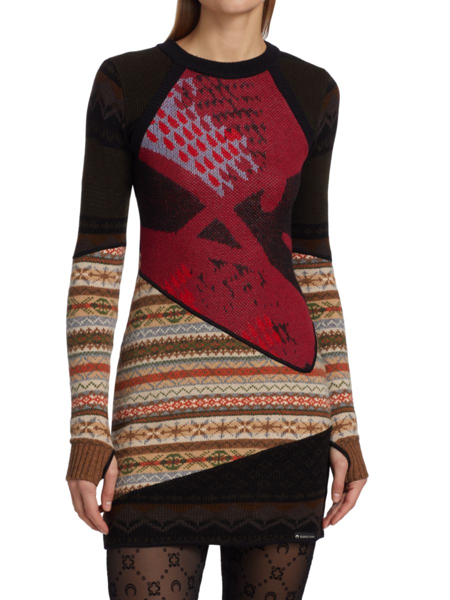 Платье-гибрид из трикотажного меланжа Marine Serre, разноцветный
Платье-гибрид из трикотажного меланжа Marine Serre, разноцветный