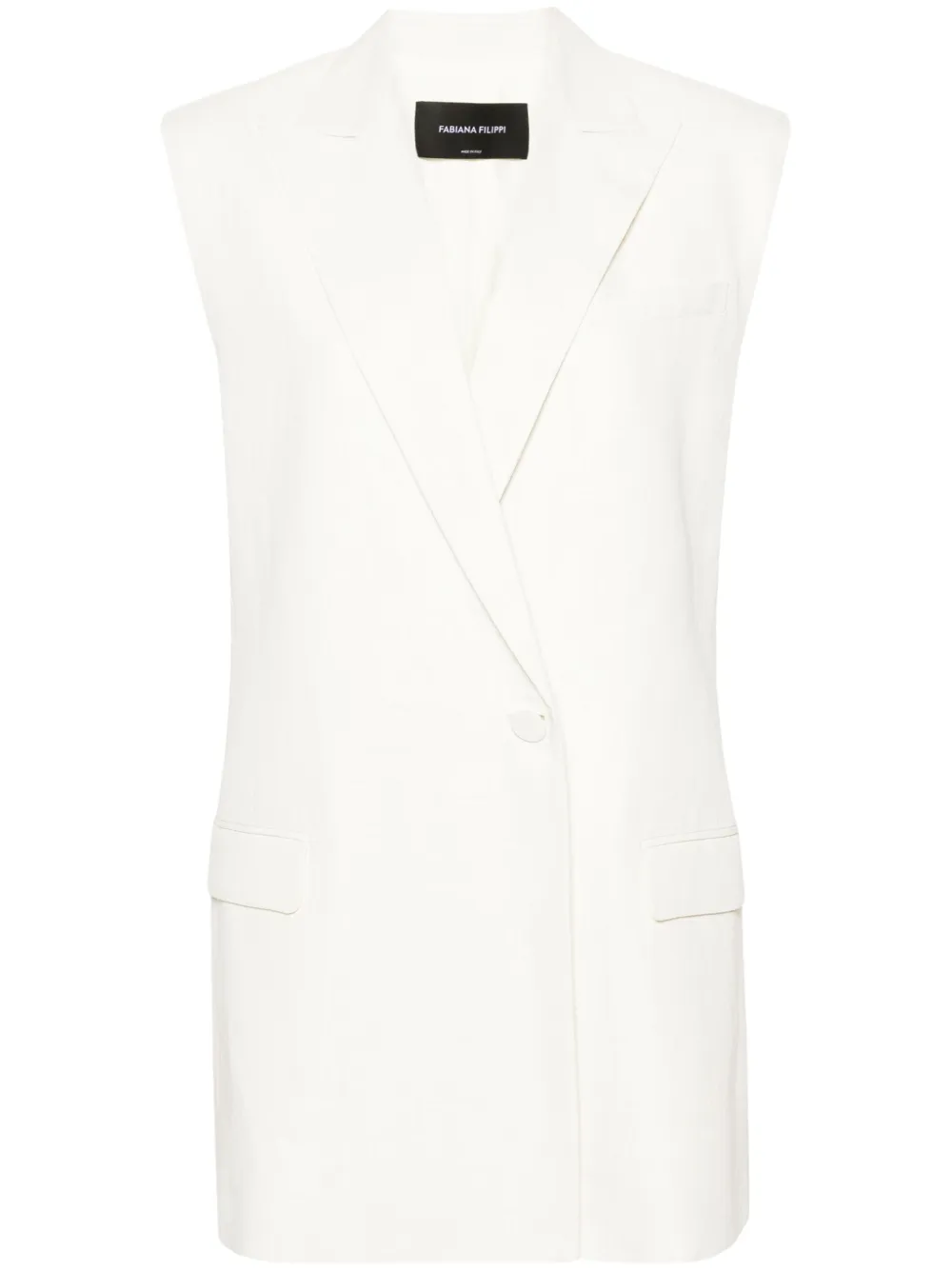 Однобортный жилет из смесового льна Fabiana Filippi, белый 
Однобортный жилет из смесового льна Fabiana Filippi, белый