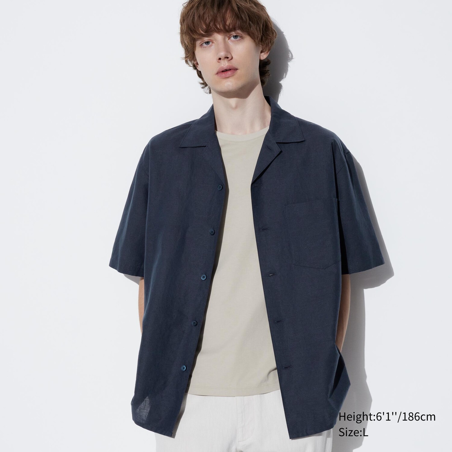 Рубашка из льняной смеси хлопка с открытым воротником и короткими рукавами UNIQLO, темно-синий
Рубашка из льняной смеси хлопка с открытым воротником и короткими рукавами UNIQLO, темно-синий