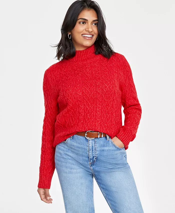 Женский свитер с высоким воротником и ажурной вязкой On 34th, красный
Женский свитер с высоким воротником и ажурной вязкой On 34th, красный