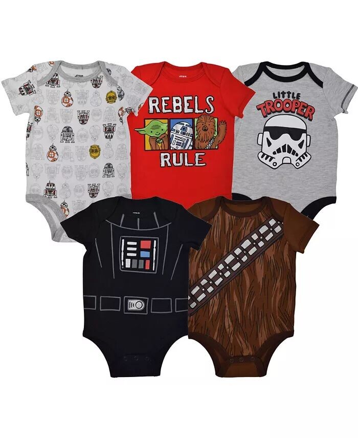 Комплект из 5 боди с короткими рукавами «Звездные войны» для маленьких мальчиков Chewbacca C-3PO R2-D2 Darth Vader Yoda, от новорожденных до Star Wars, мультиколор
Комплект из 5 боди с короткими рукавами «Звездные войны» для маленьких мальчиков Chewbacca C-3PO R2-D2 Darth Vader Yoda, от новорожденных до Star Wars, мультиколор
