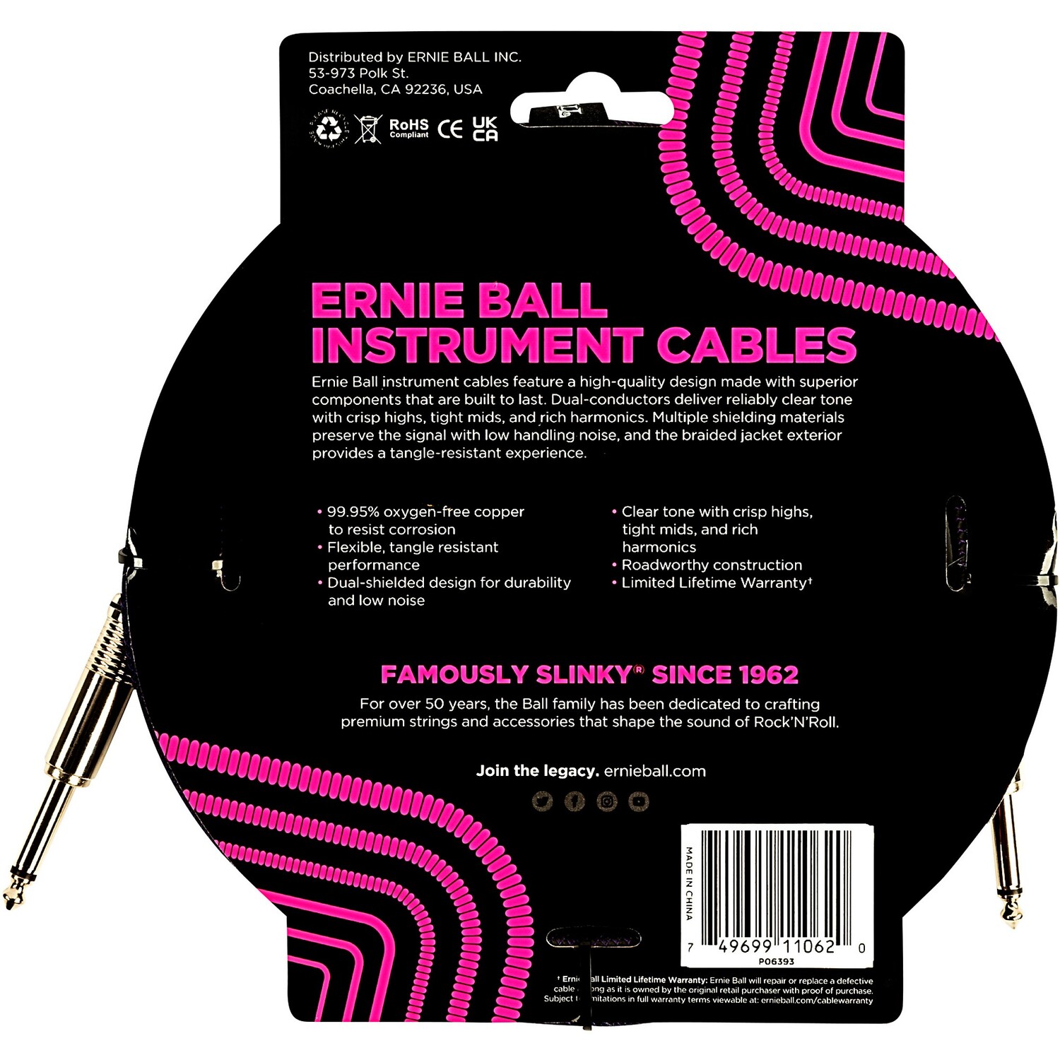 Инструментальный кабель Ernie Ball с оплеткой от прямого к прямому, 10 футов, фиолетовый/черный
Инструментальный кабель Ernie Ball с оплеткой от прямого к прямому, 10 футов, фиолетовый/черный