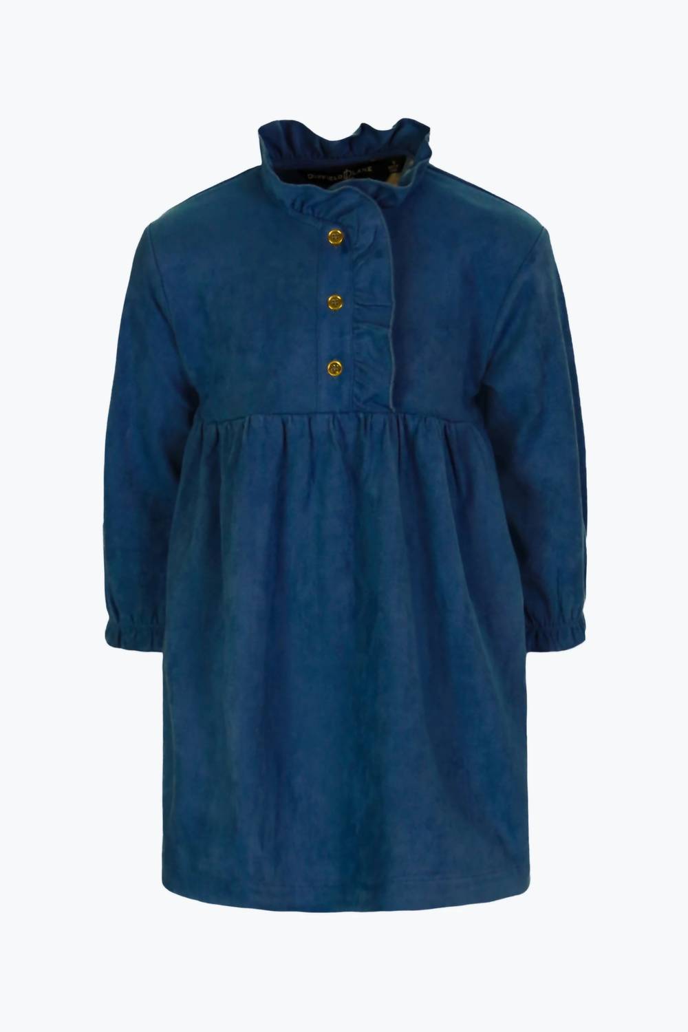 Детское платье Dasher с рюшами и пуговицами в голубом замше Duffield Lane