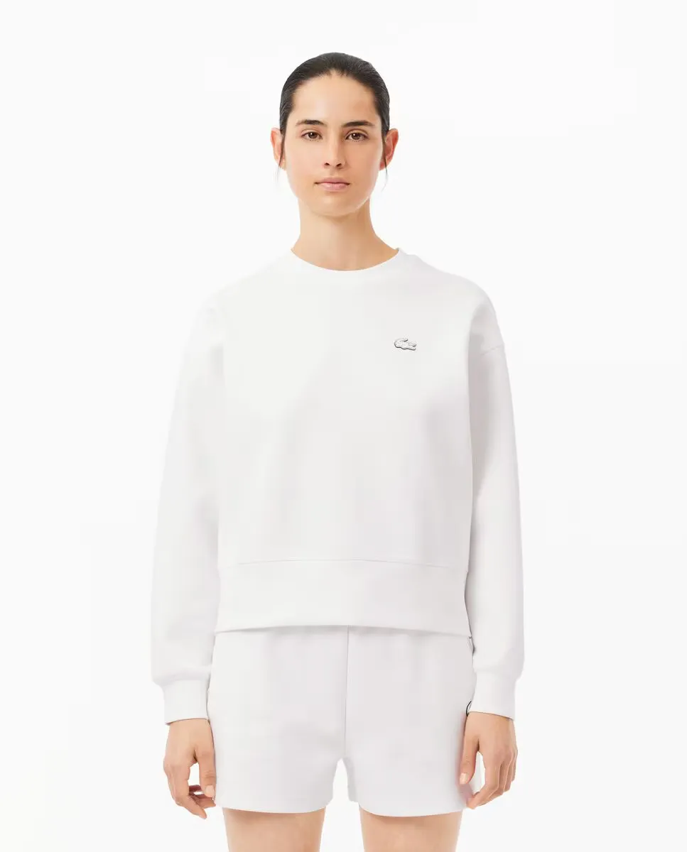 Женский хлопковый свитшот оверсайз Lacoste, белый 
Женский хлопковый свитшот оверсайз Lacoste, белый