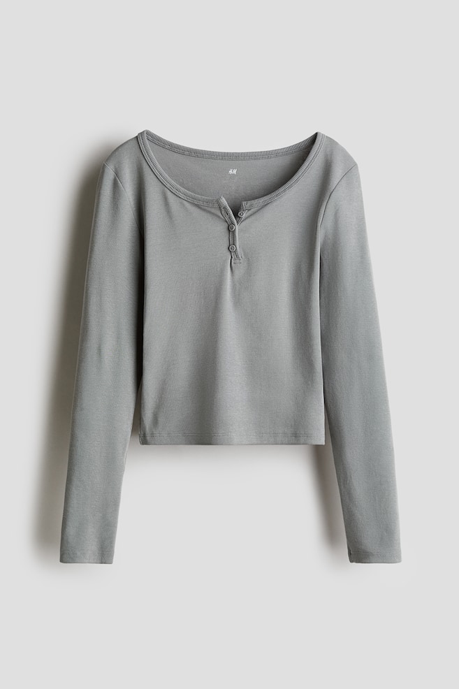 Рубашка из джерси с длинными рукавами H&M, серый 
Рубашка из джерси с длинными рукавами H&M, серый