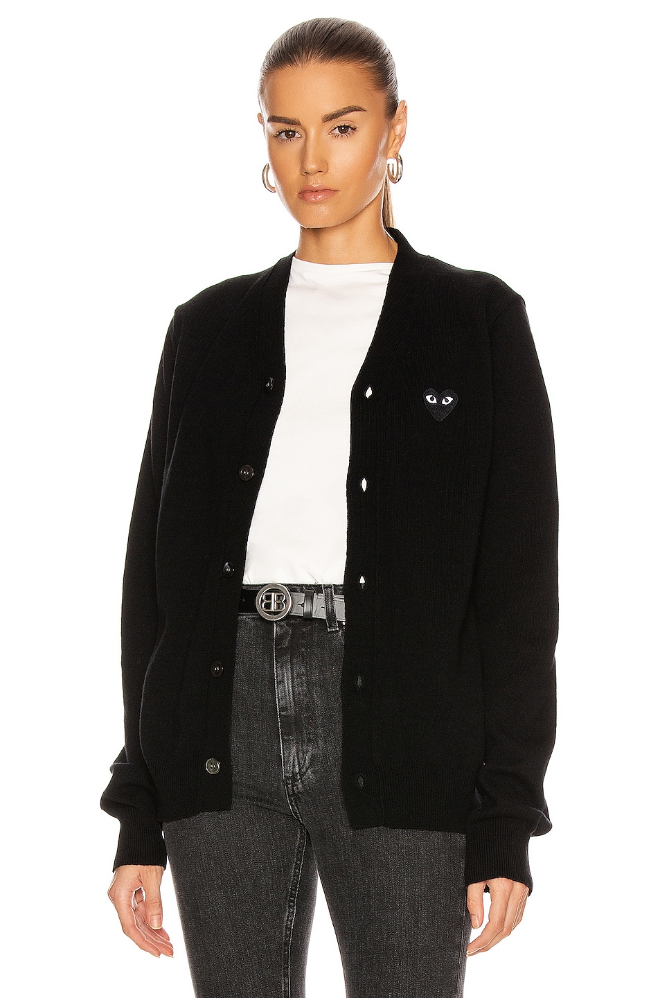 Шерстяной кардиган с черной эмблемой Comme Des Garcons Play, Black
Шерстяной кардиган с черной эмблемой Comme Des Garcons Play, Black