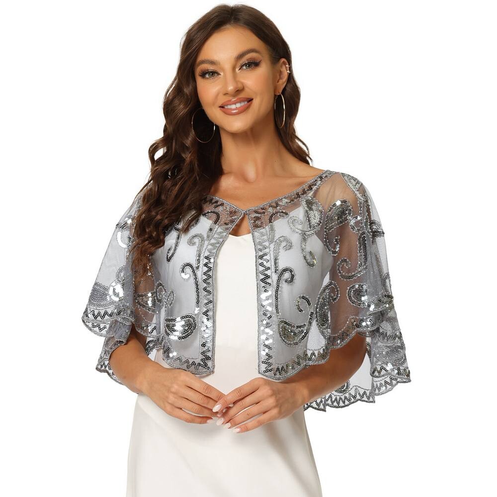 Женская шаль с блестками и бисером, вечерняя накидка для невесты ALLEGRA K, серый
Женская шаль с блестками и бисером, вечерняя накидка для невесты ALLEGRA K, серый