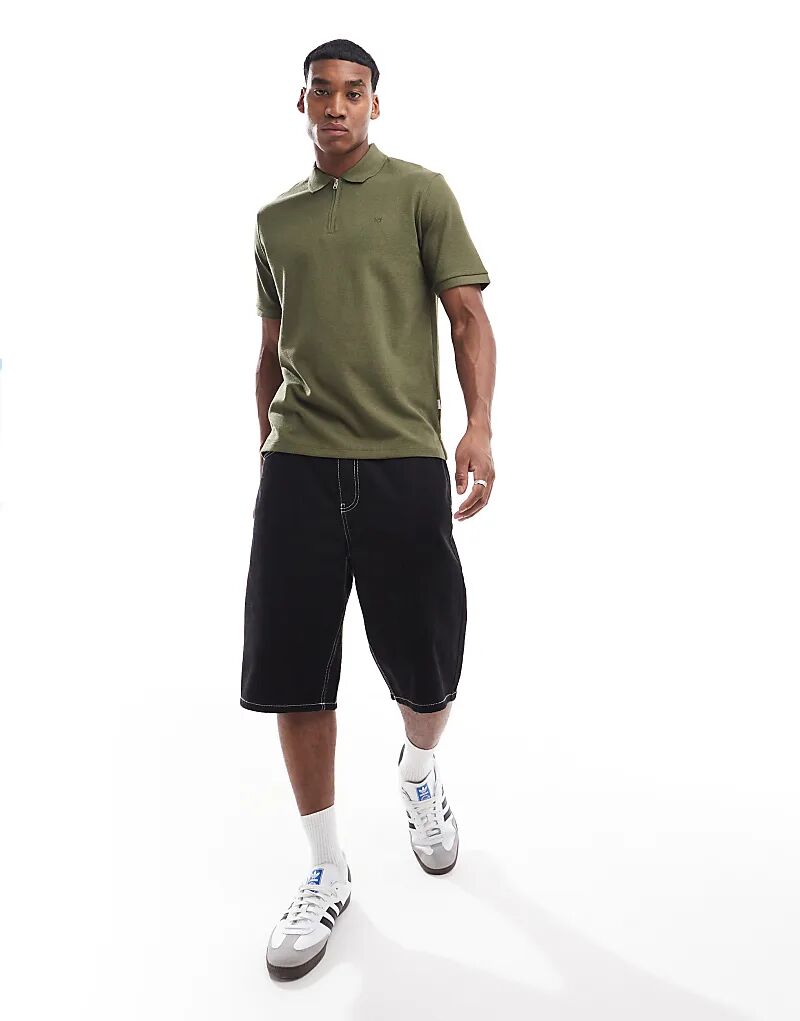 Поло с вафельной застежкой-молнией цвета хаки Jack & Jones
Поло с вафельной застежкой-молнией цвета хаки Jack & Jones