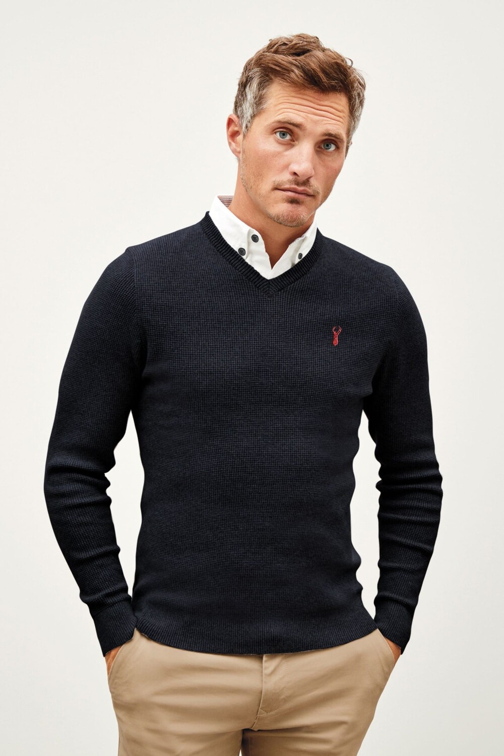 Свитер с рубашечным воротником Next, синий
Свитер с рубашечным воротником Next, синий