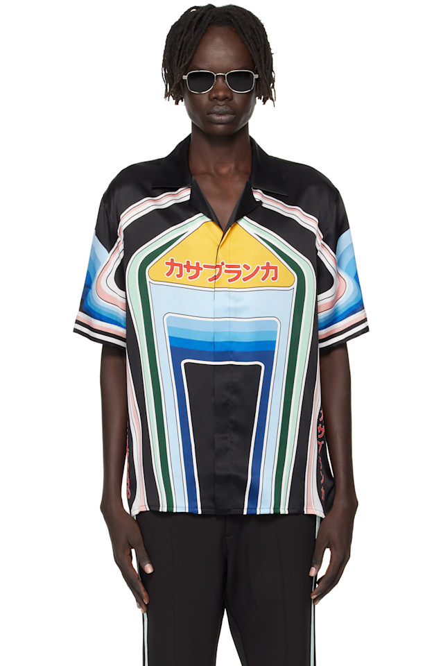 Casablanca Шелковая рубашка с коротким рукавом и разноцветным графическим рисунком гор
Casablanca Шелковая рубашка с коротким рукавом и разноцветным графическим рисунком гор