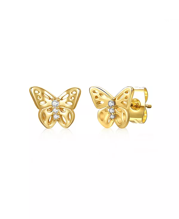 Очаровательные серьги-гвоздики в форме бабочек с тремя камнями, покрытыми 14-каратным золотом и фианитами Gigigirl, white
Очаровательные серьги-гвоздики в форме бабочек с тремя камнями, покрытыми 14-каратным золотом и фианитами Gigigirl, white